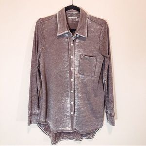 Soft Surroundings Button Down Bijou Burnout Top M